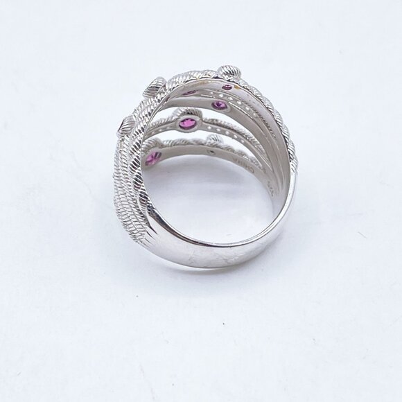 Judith Ripka 925 Sterling Silver Amethyst Stones Multi-Band Size 8.5 - Picture 3 of 8